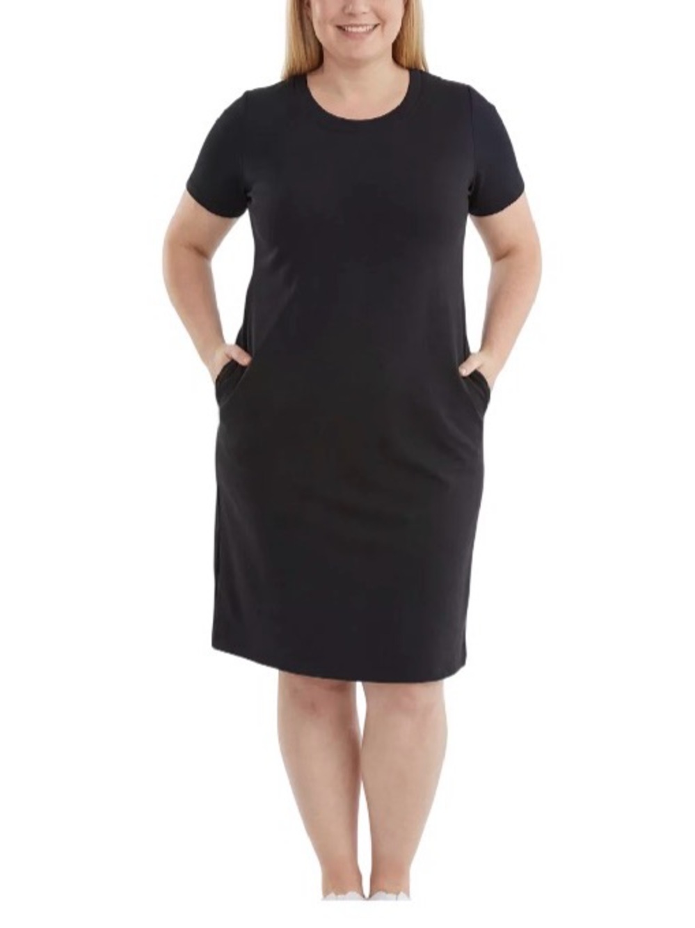 Woman Within Black Short-Sleeve Crewneck Tee Dress Size 2X (26/28)